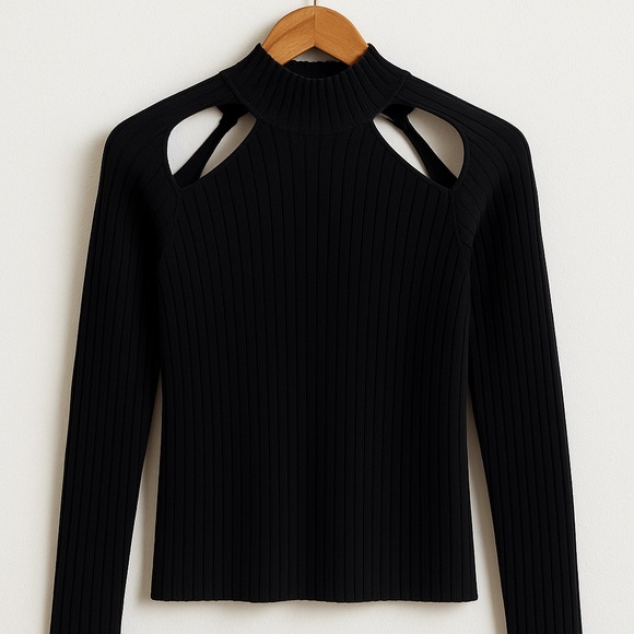 Dion Lee Tops - DION LEE SSENSE Exclusive Black Collarbone Skivvy Sweater